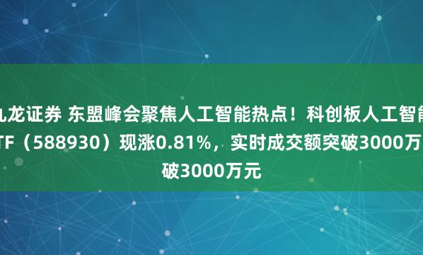 九龙证券 东盟峰会聚焦人工智能热点！科创板人工智能ETF（588930）现涨0.81%，实时成交额突破3000万元